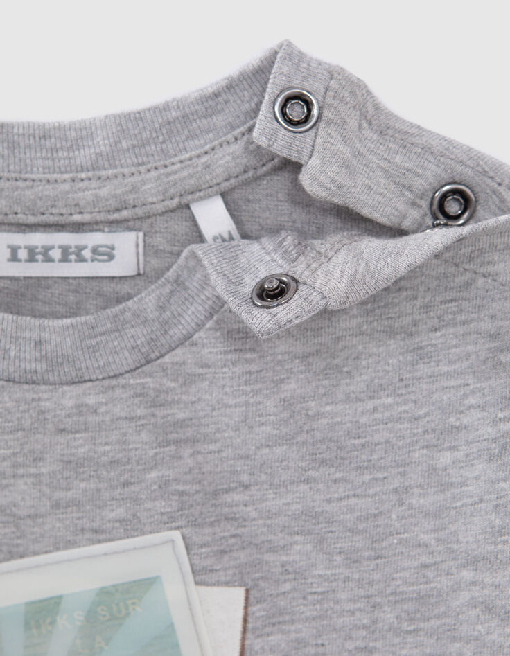 T-shirt gris visuel lenticulaire percussion bébé garçon-7