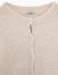Gebroken wit vest fantasie harig breigaren dames-3