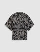 Zwart vloeiend damesshirt met barokke bloemenprint-8