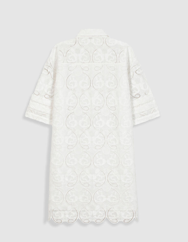 Women's white shirt dress with embroidery-7