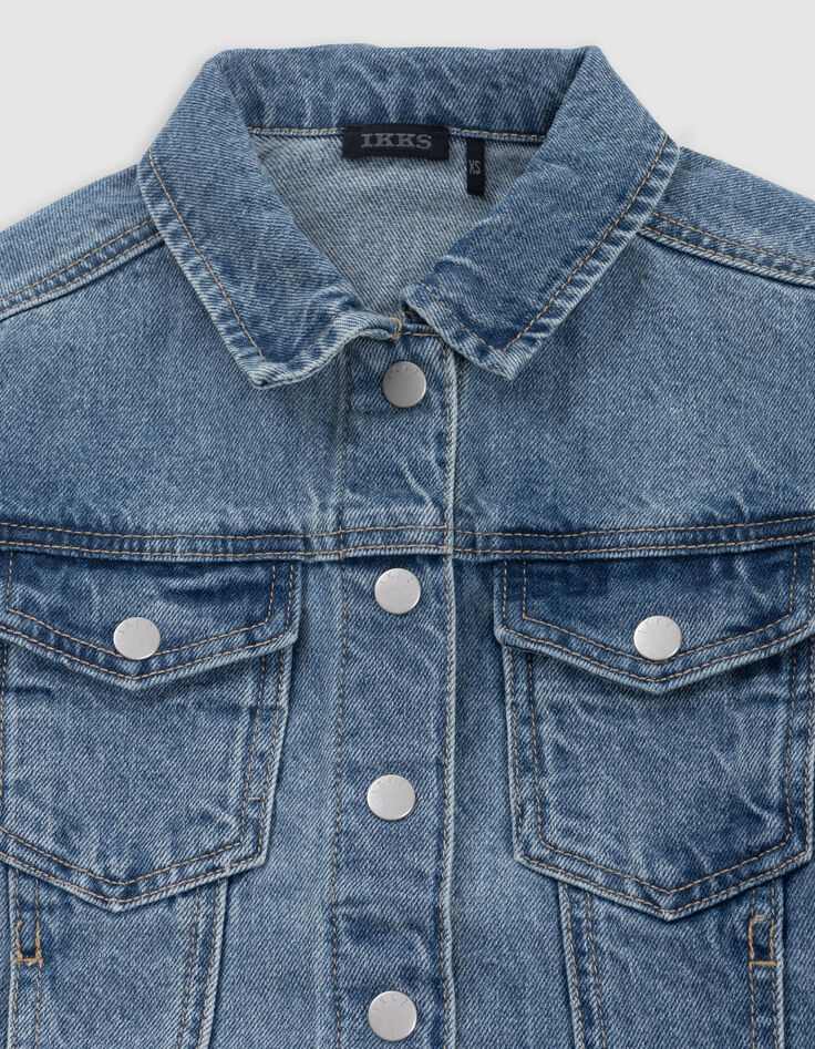 Veste en jean bleu cropped fille-5
