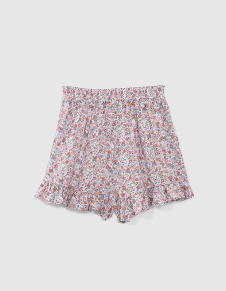 Lila Mädchenshorts mit Flower-Power-Print-1