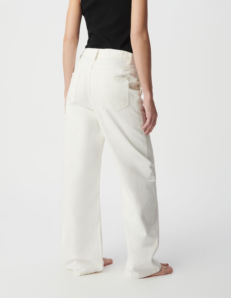 Women's off-white recycled cotton wide-leg jeans-3