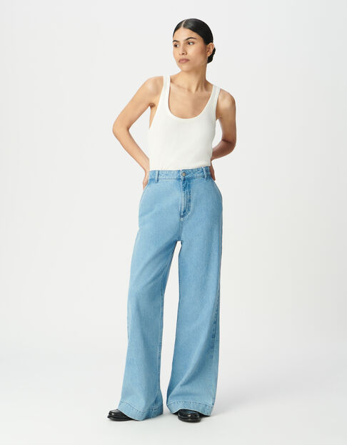 Women’s blue high-waist wide-leg jeans - IKKS