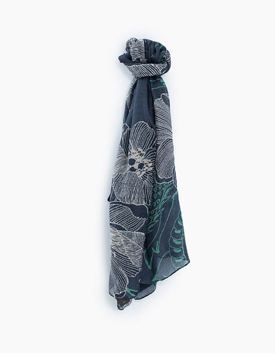 Men’s navy flower and dragon motif scarf - IKKS