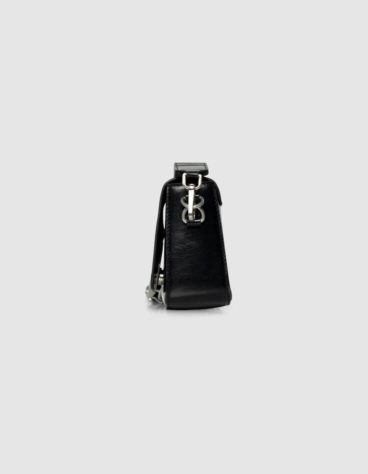 Le 111 ROCK noir cuir glacé double anse clous Femme-6 Le 111 ROCK noir cuir glacé double anse clous Femme-6