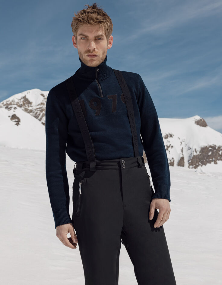 Men’s navy knit IKKS x DUVILLARD zip-neck sweater-7 Men’s navy knit IKKS x DUVILLARD zip-neck sweater-7