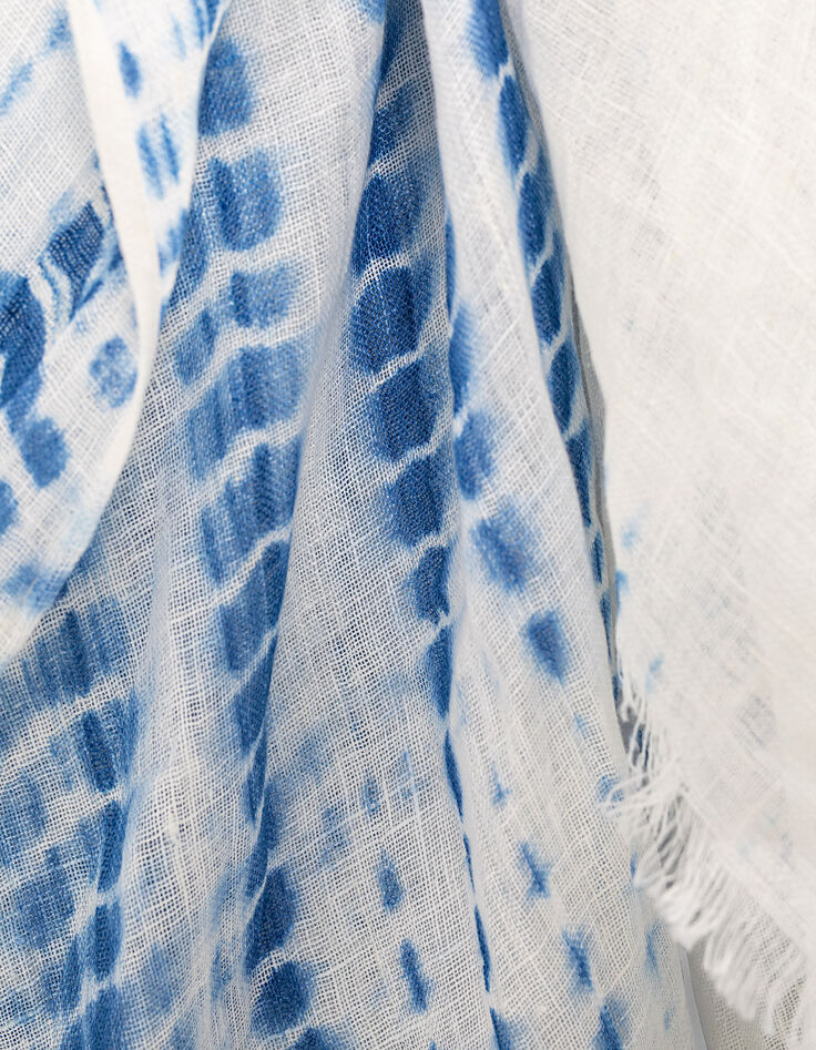 Chèche 100% coton effet tie & dye bleu femme-2