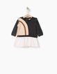 Robe bi-matière grise avec tutu rose bébé fille-1