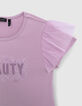Mädchen-T-Shirt mit Schriftzug und Tüllärmeln-5