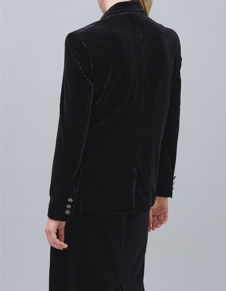 Schwarze Cord-Anzugjacke f&uuml;r Damen-4