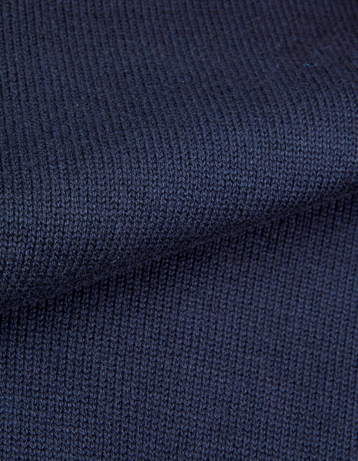 Pull marine tricot col polo boutonn&eacute; Homme-9