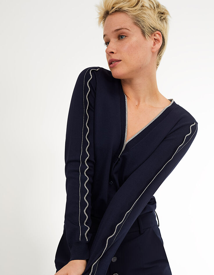 Cardigan bleu marine et argent I.Code-1 Cardigan bleu marine et argent I.Code-1