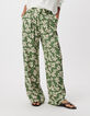 Pantalon large vert imprim&eacute; feuilles Femme-2