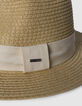 Beige hoed stro-effect met ecru bies-4
