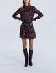 Women’s black short sheer dress with pink velvet print-7