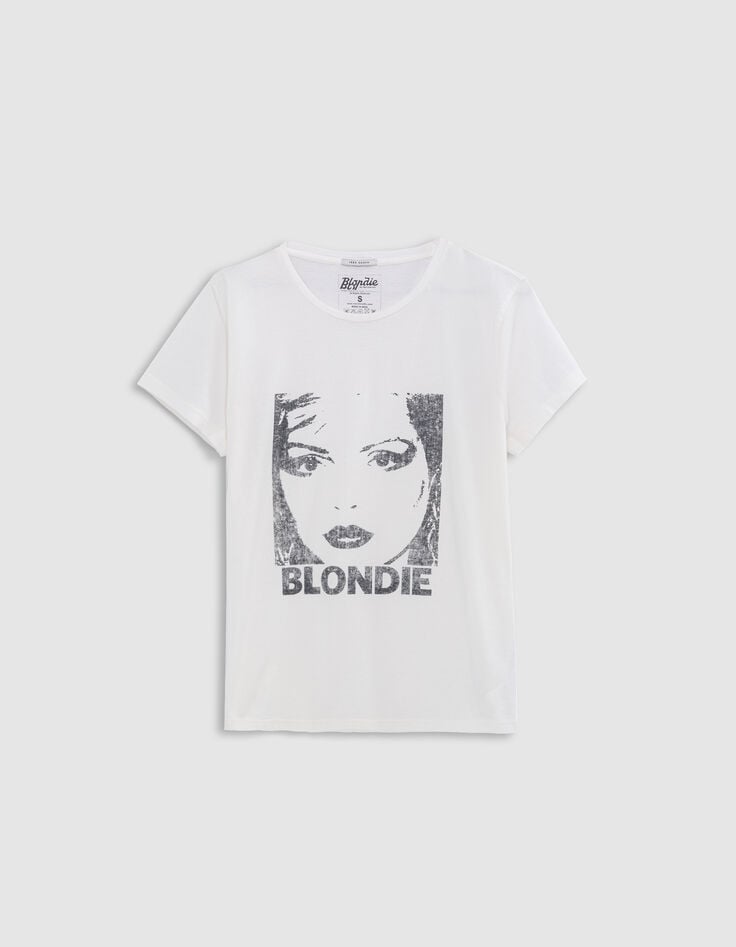 Tee-shirt rock blanc coton bio visage BLONDIE Femme-5