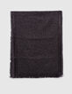 Foulard noir jacquard motif léopard lurex Femme-2