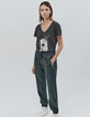 Tee-shirt en coton bio gris visuel tête de mort femme-6