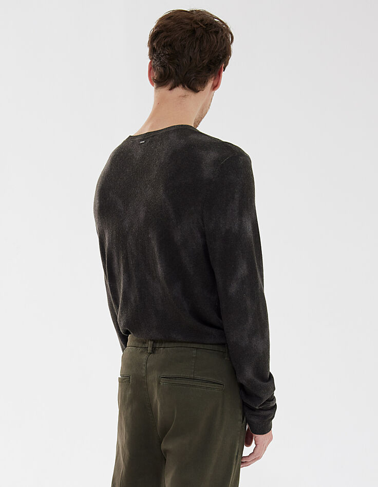 Pull gris anthracite tricot effet camouflage Homme -2 Pull gris anthracite tricot effet camouflage Homme -2