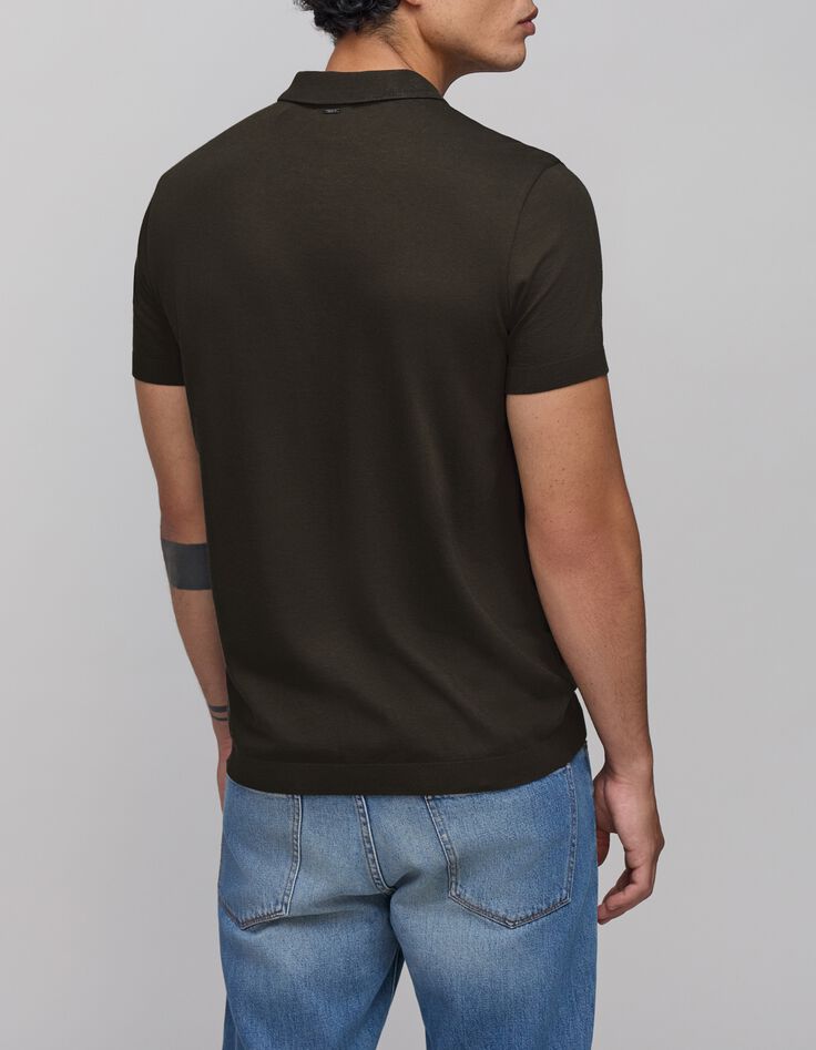 Polo dark kaki coton modal Homme-3