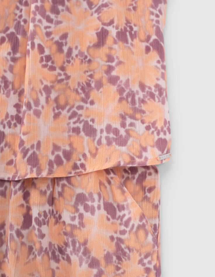 Girls’ violet psychedelic flower print playsuit-4