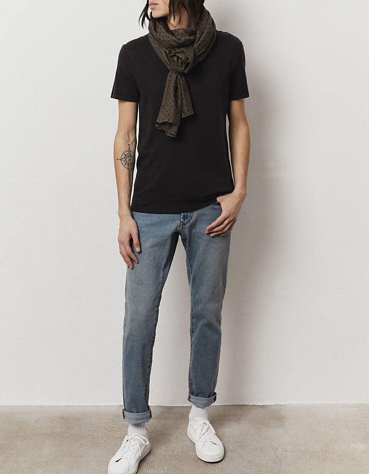 Schwarzes Herren-Poloshirt aus zertifiziertem Leinen-5 Schwarzes Herren-Poloshirt aus zertifiziertem Leinen-5