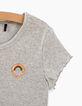 Graues Mädchen-T-Shirt mit Regenbogen-3