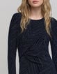 Robe marine maille métallisée drapée Femme-4 Robe marine maille métallisée drapée Femme-4