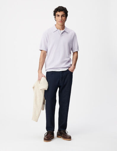 Men's short-sleeved polo shirt in lilac flame stitch - IKKS