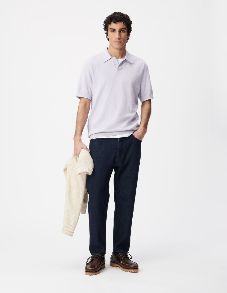 Polo Hombre de manga corta en punto flameado lila-2