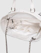 Sac cabas cuir LE 1440 MEDIUM BLANC matelassage chevrons femme-5