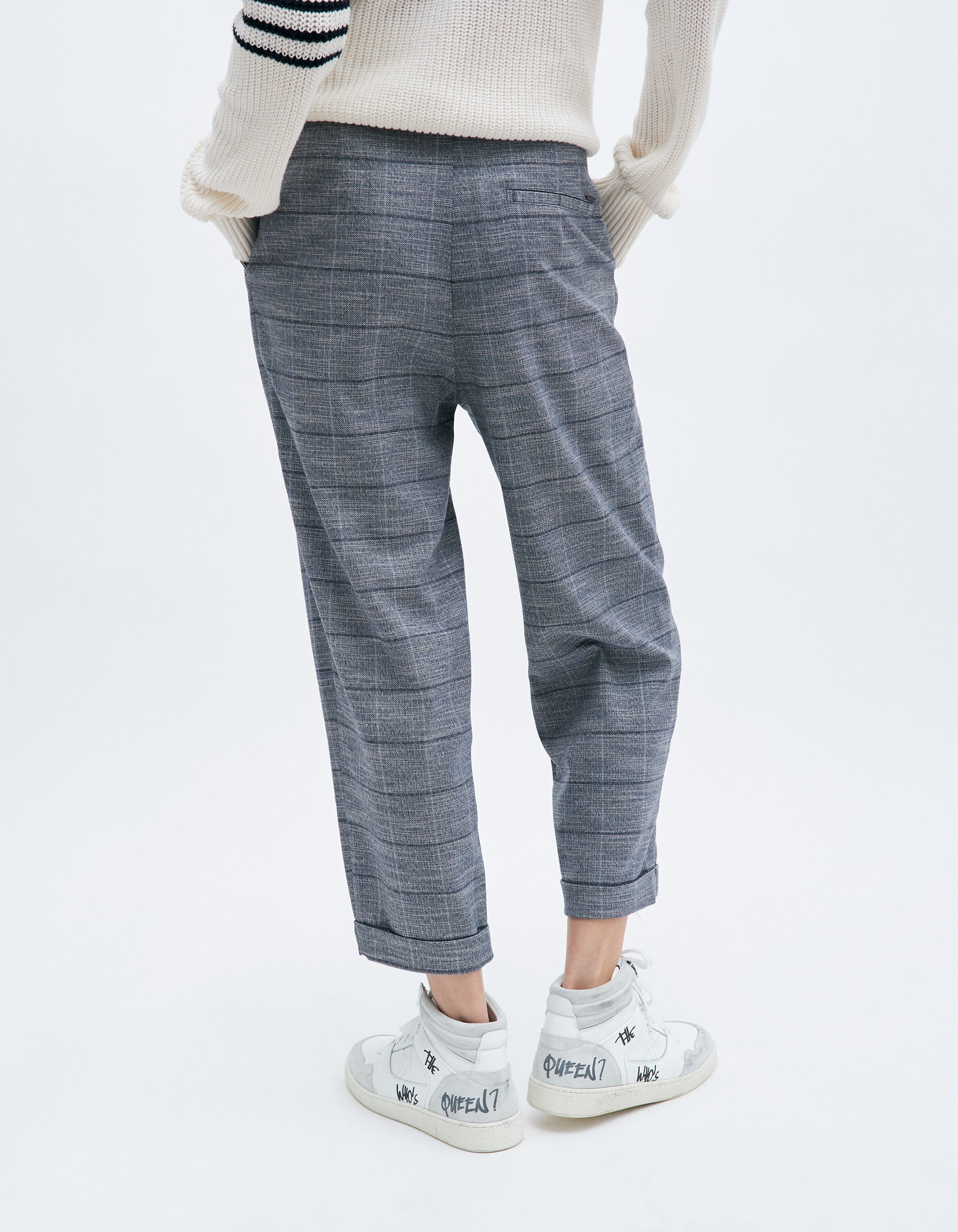 Pantalon azul marino deals de cuadros mujer