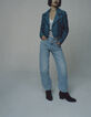 Blouson en cuir d'agneau certifié bleu émeraude femme-7