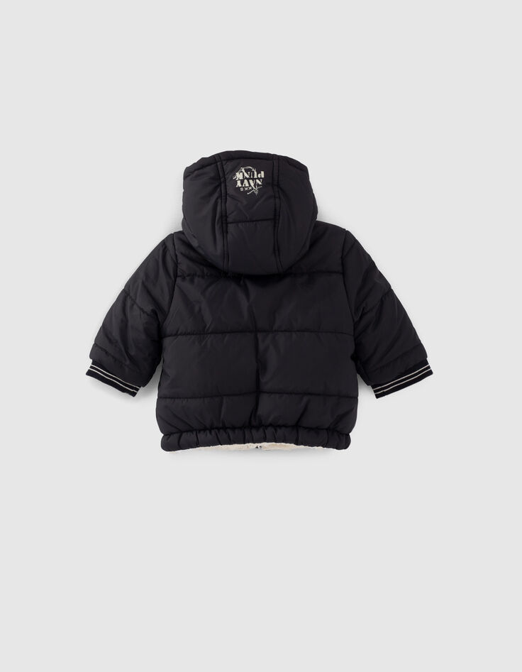 Doudoune réversible navy et Sherpa blanc bébé garçon-4