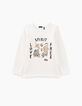 Tee-shirt blanc cassé Love, free, spirit avec tigres fille-1
