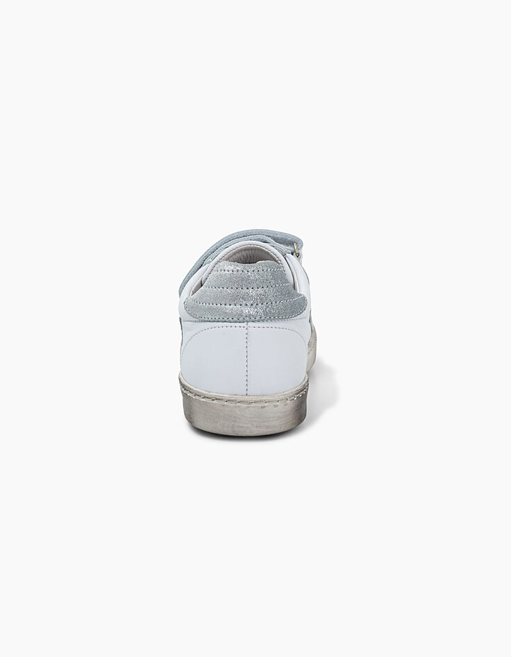 Girls’ off-white Velcro leather trainers with studs-4