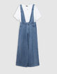 Ensemble salopette bleue et T-shirt blanc fille-1