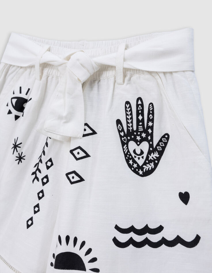 Short blanc imprimé maxi motifs fille-5