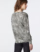 Pull col V imprimé tropical floral métallisé femme-3