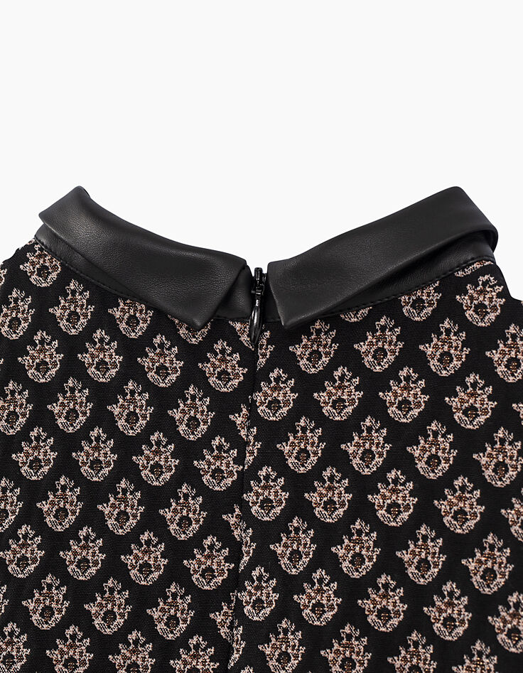 Vestido-patinadora negro jacquard efecto brocado copper-6