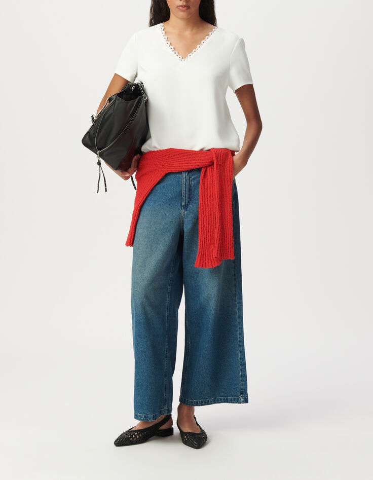 Ecru Lace-Trimmed Top-2