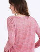 Pull col V rouge imprimé panthère métallisé femme-5
