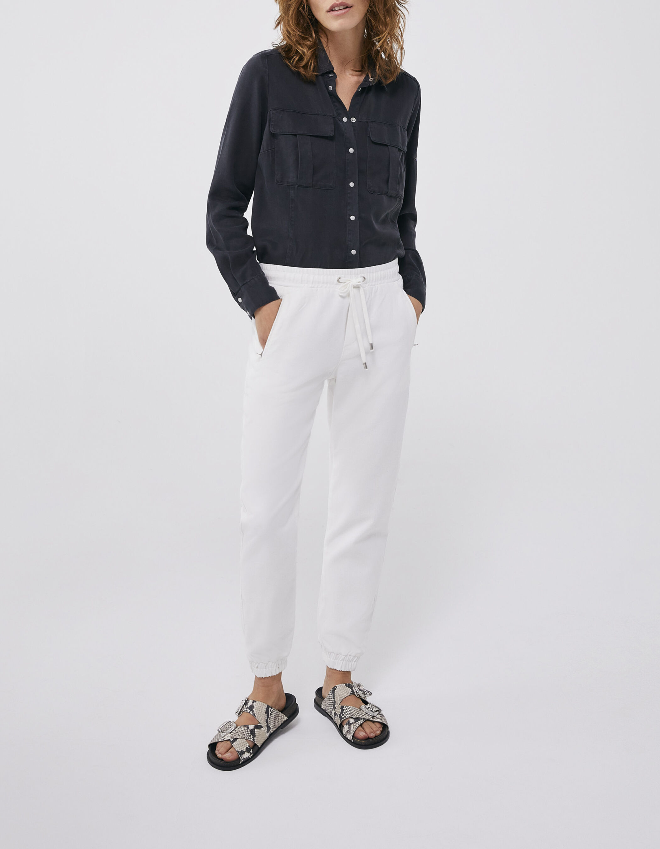 Jean droit blanc cass 7 8 me forme jogging Femme