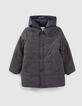 Jungen-Trenchcoat, marineblau kariert, Anorakstil, Nylon-1