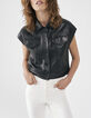 Veste en cuir ChromeFree noir sans manches à clous Femme-1