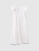 Robe longue blanc cassé brodé fils lurex fille-3