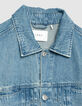 Blaue Jeansjacke mit Plissee-Detail Herren-7