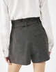 Short court marron ceinture amovible femme-4