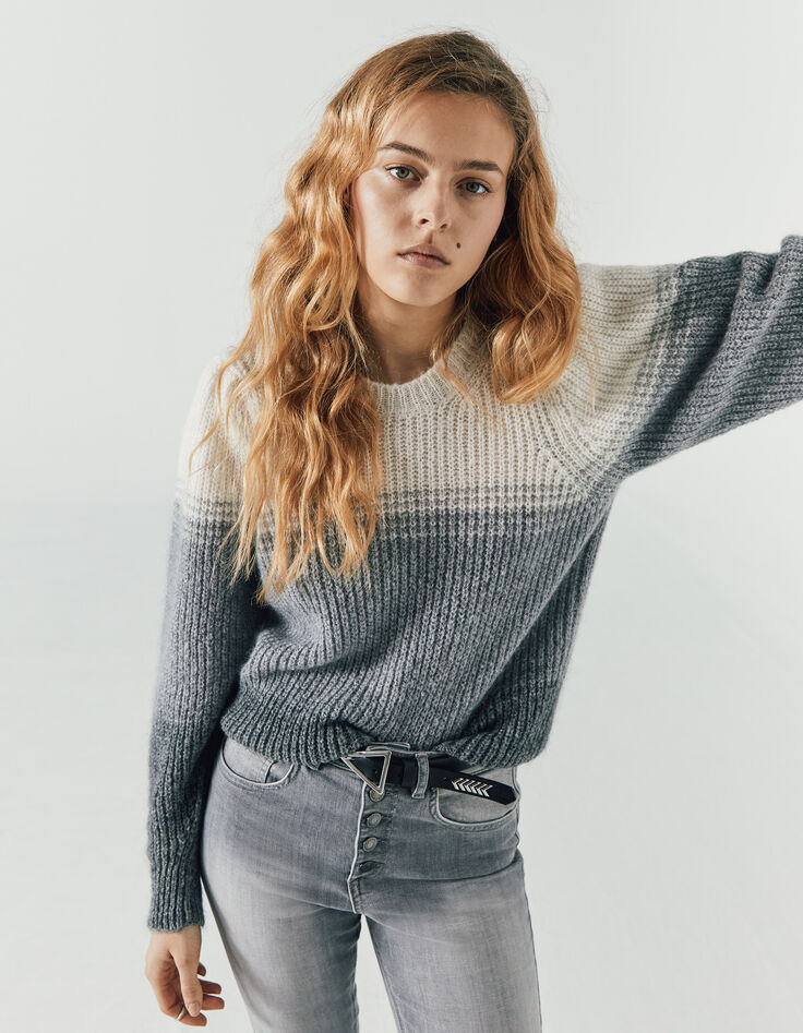 Women’s grey tie-dye knit sweater-6